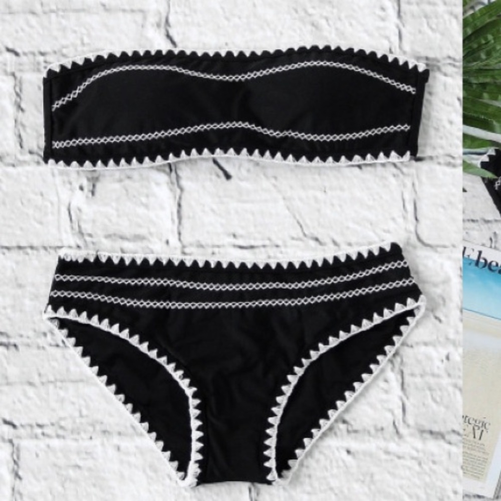 Crochet Trim Bandeau Bikini
